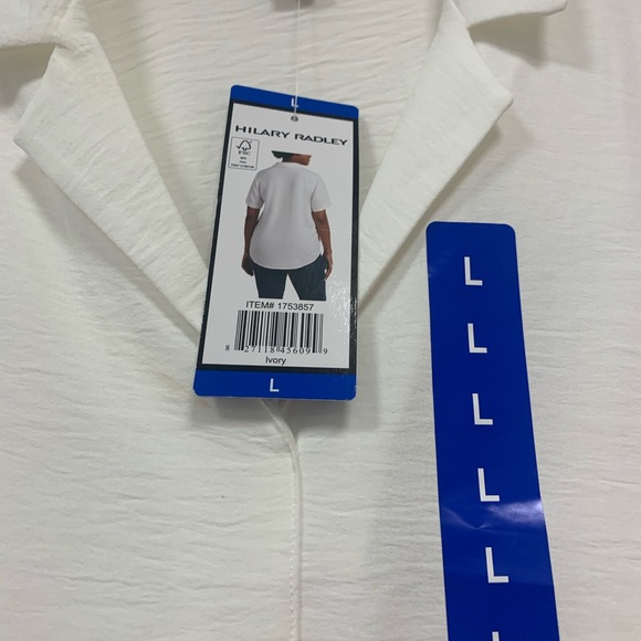 Hilary Radley Ivory White Women’s Short Sleeve Blouse NWT Size L - Picture 4 of 8